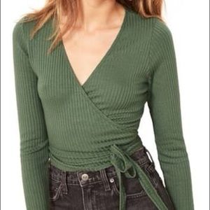 Reformation long sleeve Petalo wrap crop top